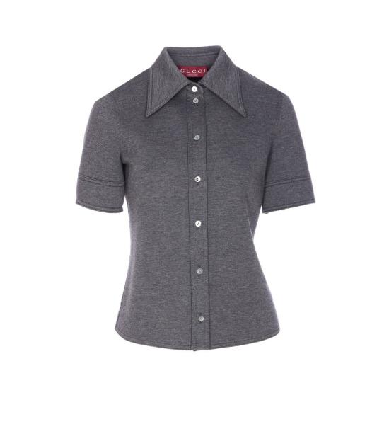 25FW 구찌 울 코튼 저지 셔츠 836442Z7AY91088 GREY