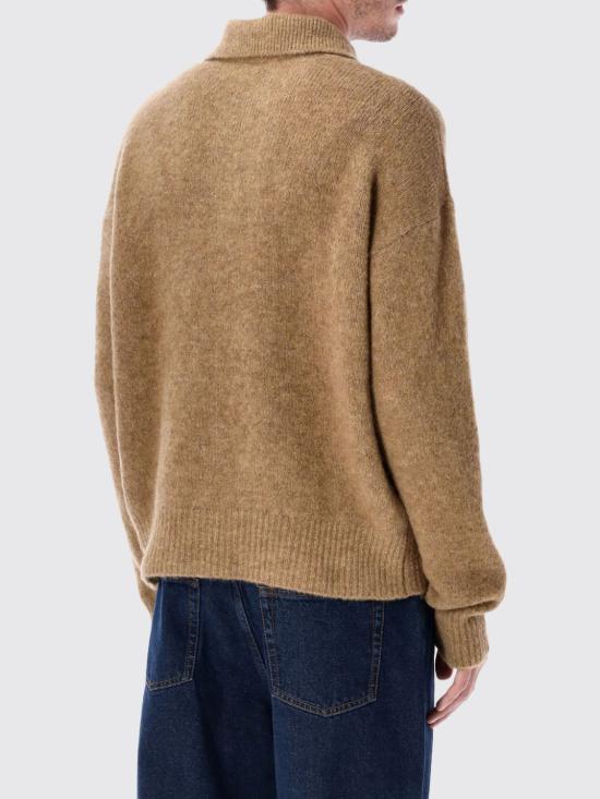 25FW 아미 알파카 아미 롱 슬리브 폴로 스웨터 HPL405KN0021 280 Brown - AMI