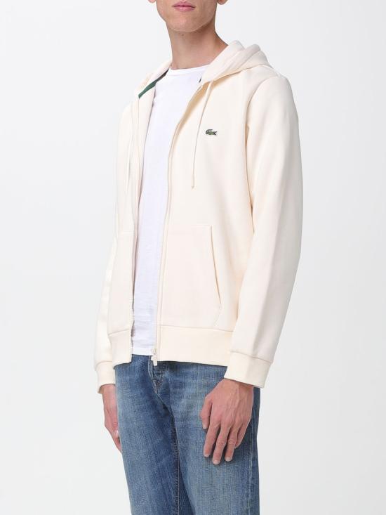 25FW 라코스테 캥거루 포켓 플리스 후드 집업 SH9626 XFJ White - LACOSTE