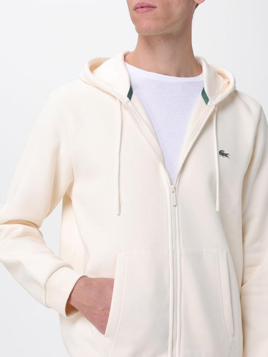 25FW 라코스테 캥거루 포켓 플리스 후드 집업 SH9626 XFJ White - LACOSTE