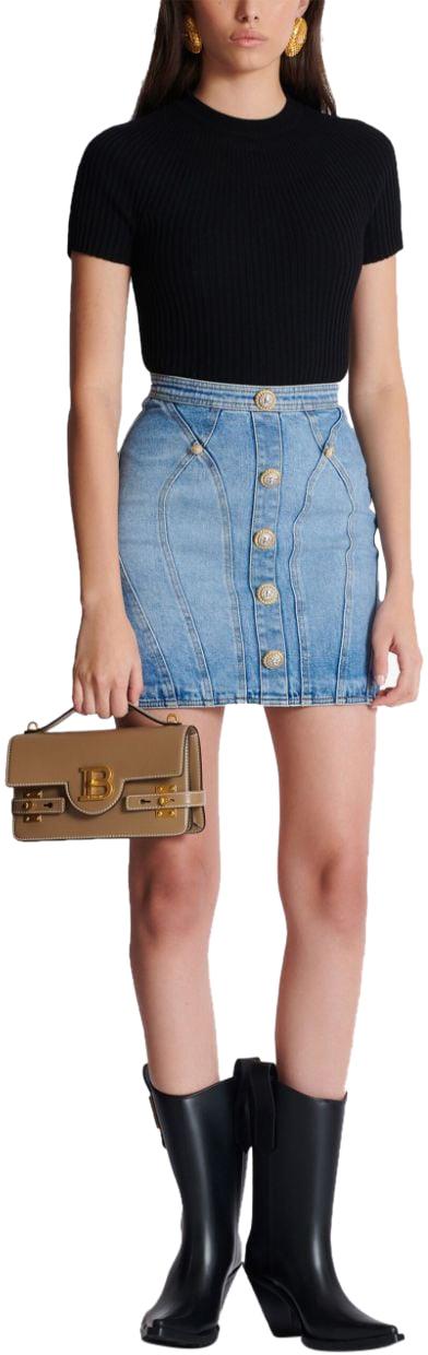  발망 미디 스커트 DF1LBA22DE536FC BLUE - BALMAIN