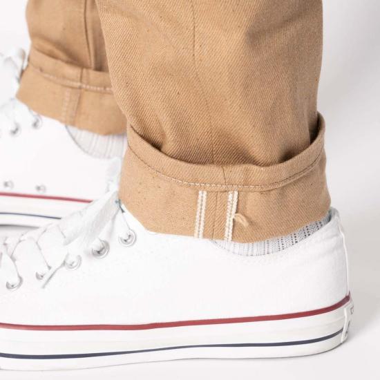  네이키드 & 페이머스 데님 팬츠 벌거벗고 유명한 이상한 남자 브라운 폭스 셀비지 청바지 브라운 - NAKED & FAMOUS