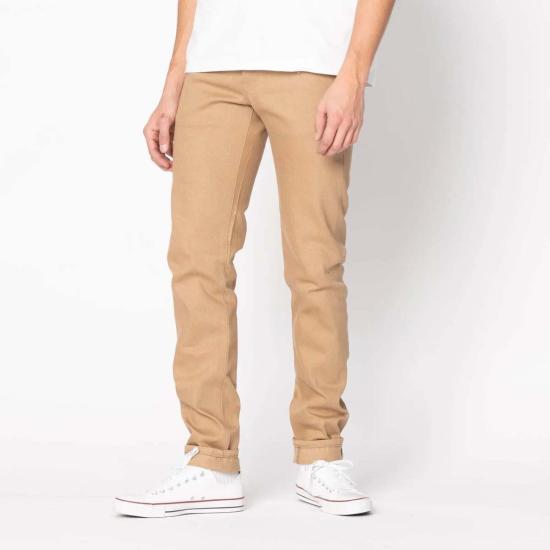  네이키드 & 페이머스 데님 팬츠 벌거벗고 유명한 이상한 남자 브라운 폭스 셀비지 청바지 브라운 - NAKED & FAMOUS