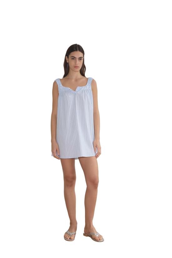  데이지 스튜디오 숏 원피스 요크 미니 드레스 미네랄 스트라이프