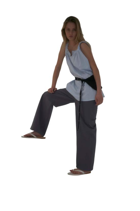  데이지 스튜디오 숏 원피스 요크 미니 드레스 미네랄 스트라이프 - DEIJI STUDIO