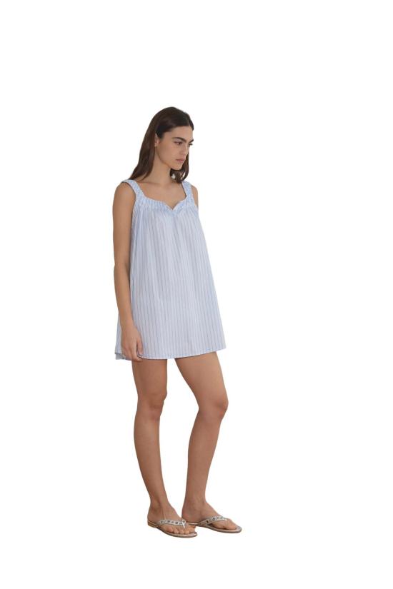  데이지 스튜디오 숏 원피스 요크 미니 드레스 미네랄 스트라이프 - DEIJI STUDIO