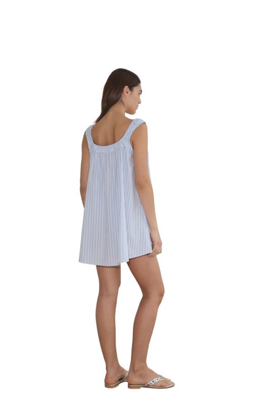  데이지 스튜디오 숏 원피스 요크 미니 드레스 미네랄 스트라이프 - DEIJI STUDIO