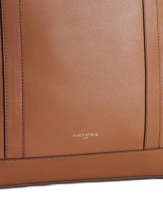 25FW 메종키츠네 폭스 헤드 레더 미디움 토트백 OW05110LC0045 59329 P280 BROWN - MAISON KITSUNE