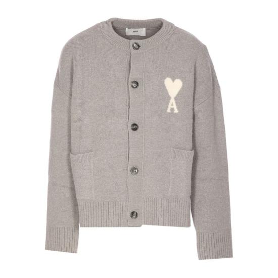 25FW 아미 ADC 하트 인타르시아 알파카 니트 가디건 UKC366 KN0135 058 GREY