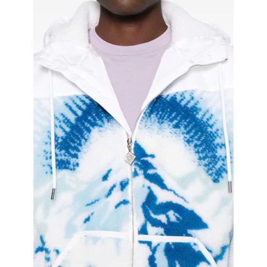 25FW 카사블랑카 후드 티셔츠 JK 375 01 WHITE WHITE BLUE - CASABLANCA