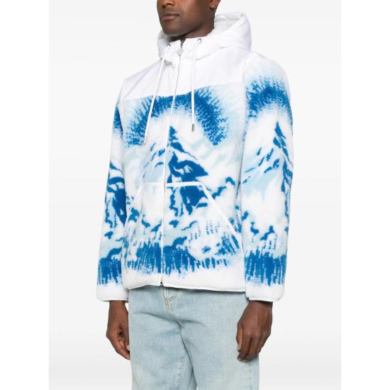 25FW 카사블랑카 후드 티셔츠 JK 375 01 WHITE WHITE BLUE - CASABLANCA