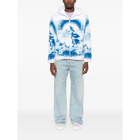 25FW 카사블랑카 후드 티셔츠 JK 375 01 WHITE WHITE BLUE - CASABLANCA