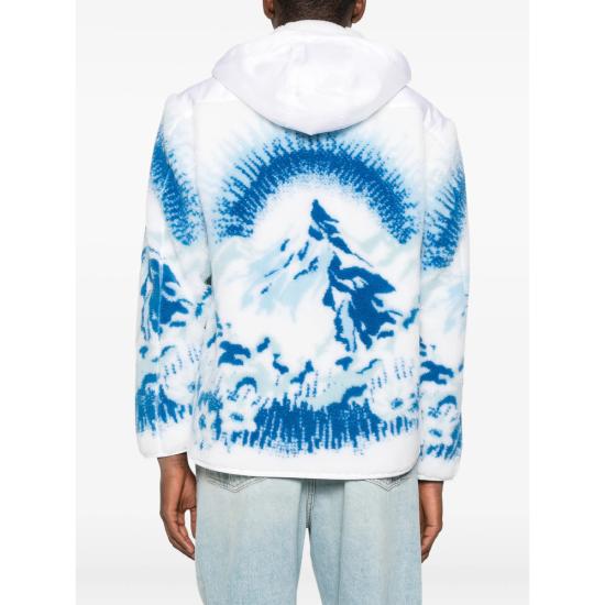 25FW 카사블랑카 후드 티셔츠 JK 375 01 WHITE WHITE BLUE - CASABLANCA