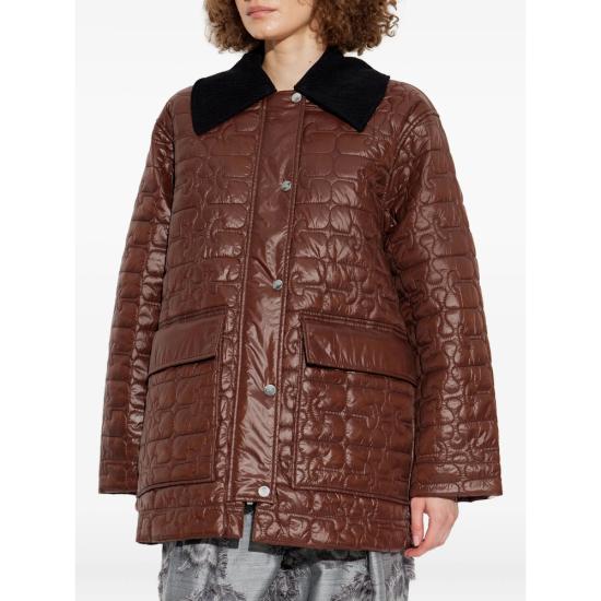 26SS 가니 퀼티드 콘트라스트 칼라 자켓 W0397 979 BROWN - GANNI