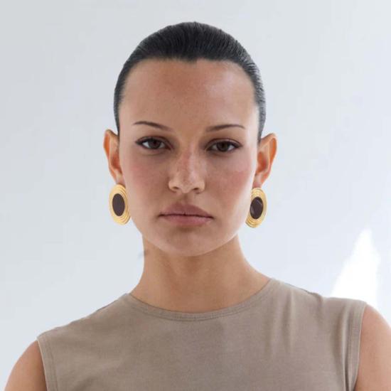  헤븐 메이헴 이어링 로완 귀걸이 브라운/골드 - HEAVEN MAYHEM