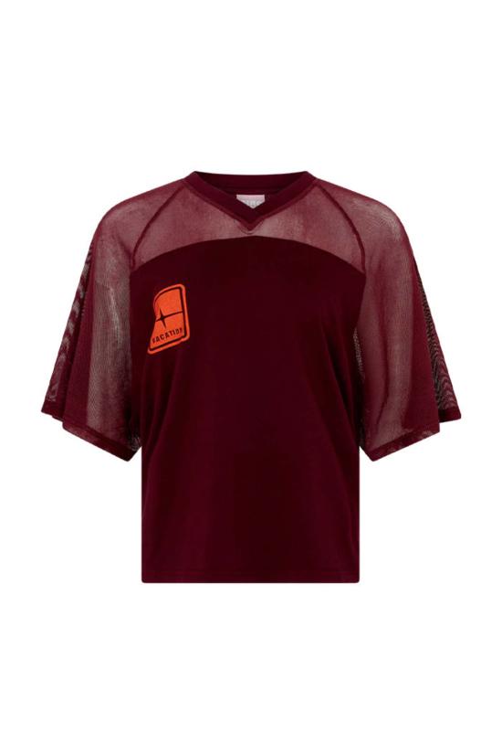  차오 차오 민소매 티셔츠 Ciao Ciao 메쉬 라글란 크롭 티 플럼 - CIAO CIAO