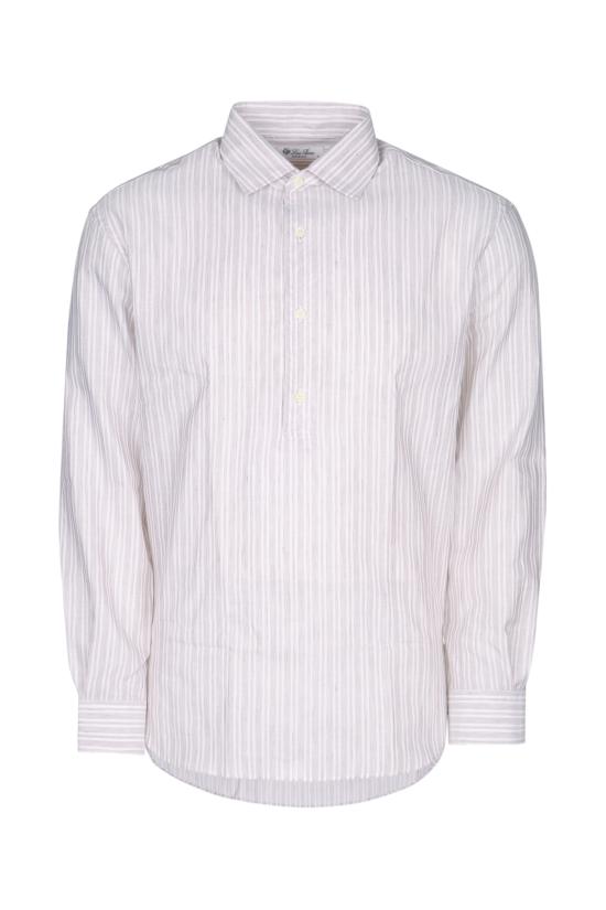 25SS 로로피아나 긴팔 셔츠 FAP3621 F6OO WHITEBEIGESTRIPE