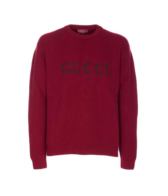 25FW 구찌 울 캐시미어 립 니트 스웨터 833499 XKEYJ6005 Red