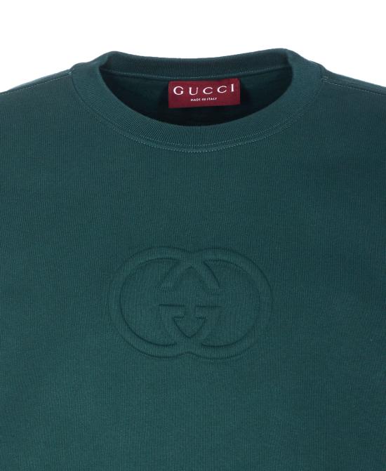 25FW 구찌 브러시드 코튼 저지 스웨트셔츠 848737 XJHKI3348 Green - GUCCI