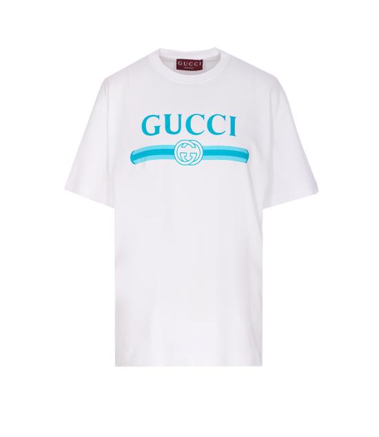 25FW 구찌 프린티드 소프트 코튼 저지 반팔 티셔츠 837959 XJHGY9081 White