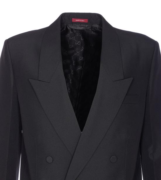 25FW 구찌 더블 브래스트 테크니컬 파나마 자켓 849881 Z7AYA1000 Black - GUCCI