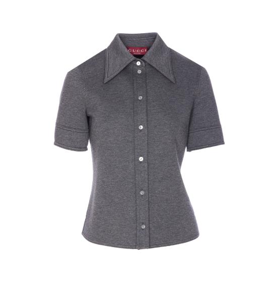 25FW 구찌 울 코튼 저지 셔츠 836442 Z7AY91088 Grey