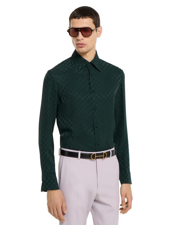 25FW 구찌 실크 자카드 쇼츠 847034ZATF9 3514 Green - GUCCI