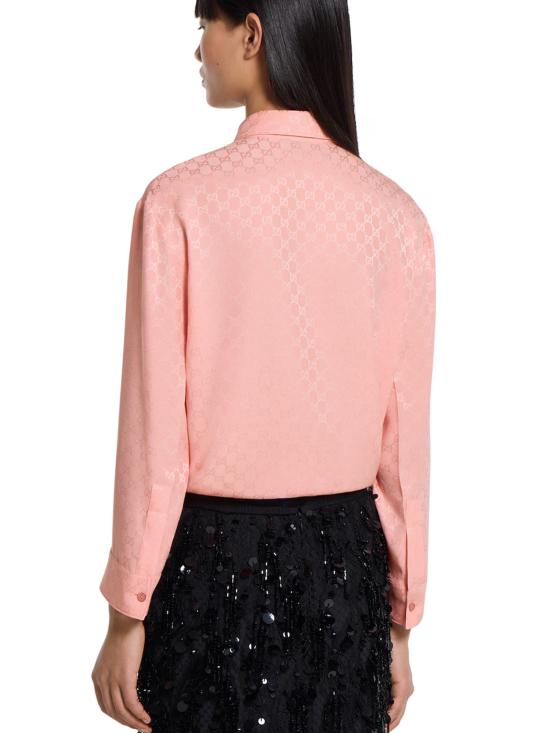25FW 구찌 GG 자카드 실크 셔츠 849973Z7AZH 5136 Pink - GUCCI