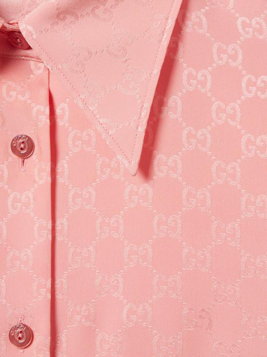 25FW 구찌 GG 자카드 실크 셔츠 849973Z7AZH 5136 Pink - GUCCI