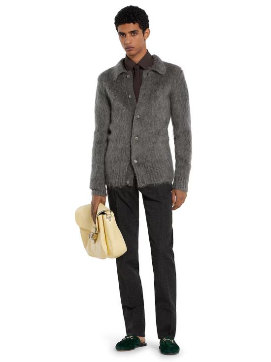 25FW 구찌 브러시드 울 모헤어 가디건 849729XKE7O 1087 Grey - GUCCI