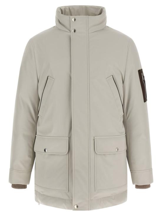 25FW 브루넬로 쿠치넬리 스트레치 본딩 나일론 다운 패디드 파카 MV4061627CRM33 GRAY - BRUNELLO CUCINELLI