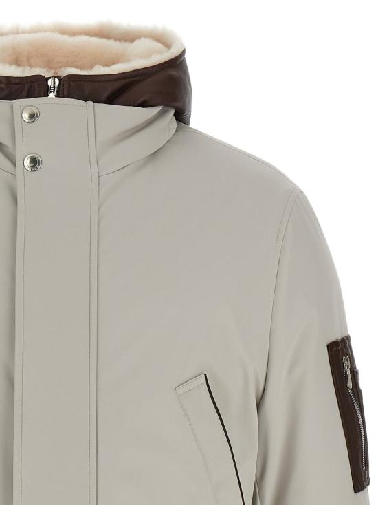 25FW 브루넬로 쿠치넬리 스트레치 본딩 나일론 다운 패디드 파카 MV4061627CRM33 GRAY - BRUNELLO CUCINELLI