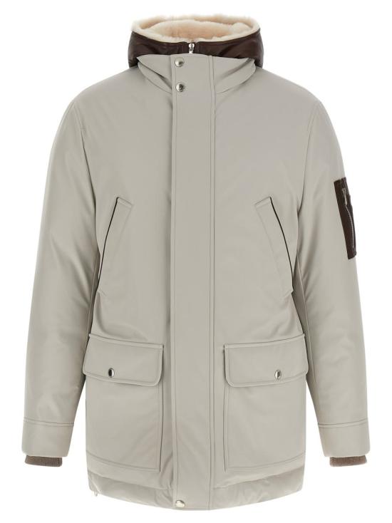 25FW 브루넬로 쿠치넬리 스트레치 본딩 나일론 다운 패디드 파카 MV4061627CRM33 GRAY