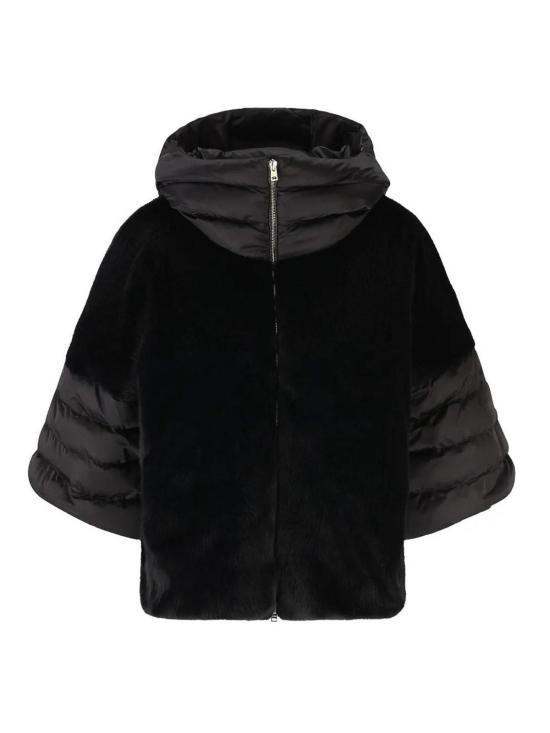 26FW 에르노 새틴 & 레이디 얼터너티브 퍼 케이프 다운 자켓 PI002132D12170Z9300 Black