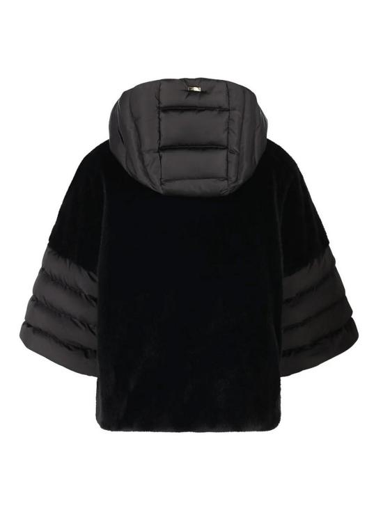 26FW 에르노 새틴 & 레이디 얼터너티브 퍼 케이프 다운 자켓 PI002132D12170Z9300 Black - HERNO