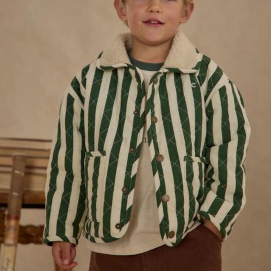  [키즈] Rylee + Cru LLC 자켓 키즈  퀼팅 겨울 코트 그린 스트라이프