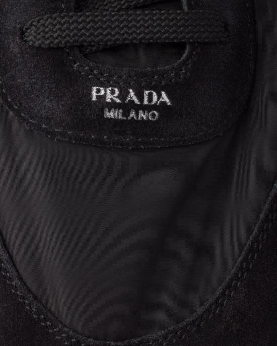26SS 프라다 컬랩스 리나일론 앤 스웨이드 엘라스티사이즈 스니커즈 2EG479D7CF0002 F G001 Black - PRADA