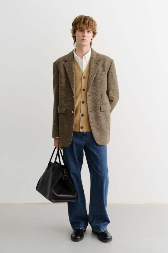  던스트 수트 자켓 유니섹스 클래식 울 블레이저 브라운 체크 - DUNST