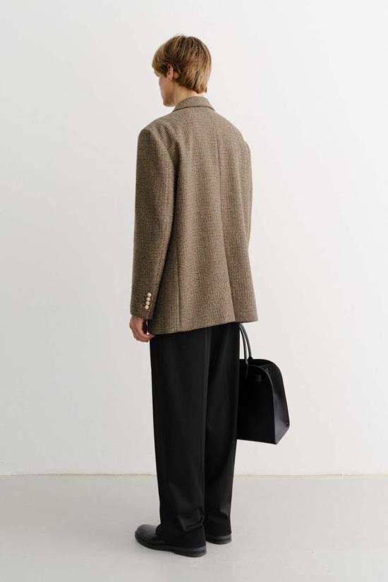  던스트 수트 자켓 유니섹스 클래식 울 블레이저 브라운 체크 - DUNST