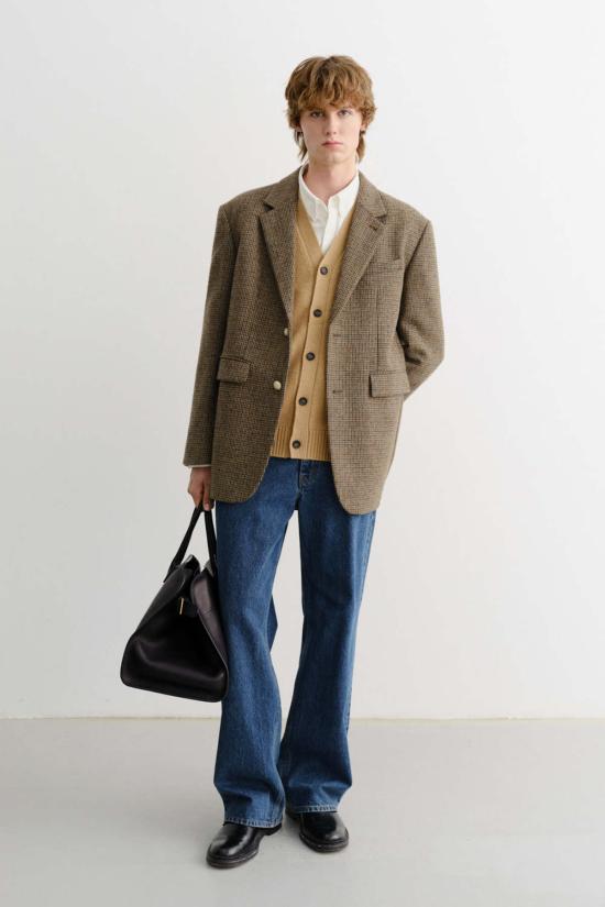  던스트 수트 자켓 유니섹스 클래식 울 블레이저 브라운 체크 - DUNST