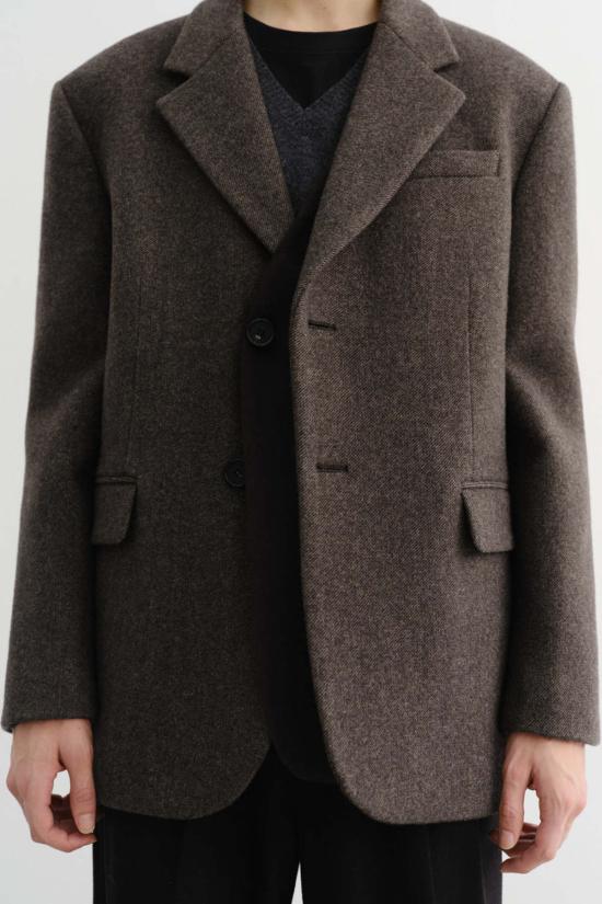  던스트 수트 자켓 유니섹스 레이어드 캐시미어 블레이저 멜란지 브라운 - DUNST