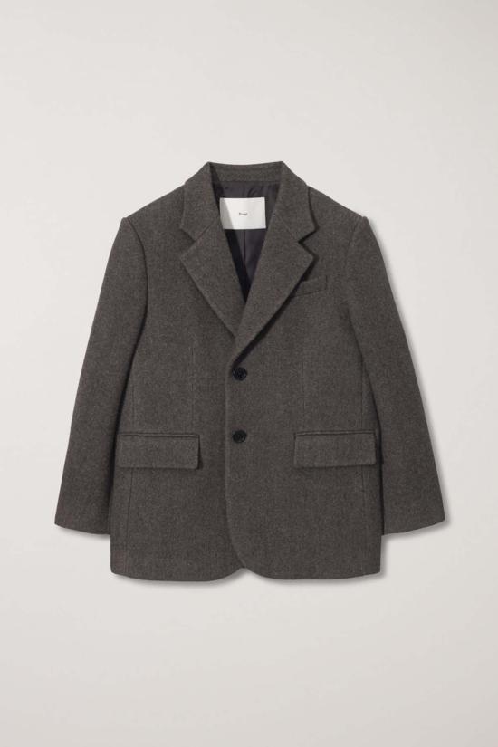  던스트 수트 자켓 유니섹스 레이어드 캐시미어 블레이저 멜란지 브라운