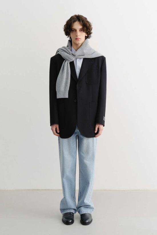  던스트 수트 자켓 Dunst 유니섹스 오버사이즈 울 블레이저 블랙 - DUNST