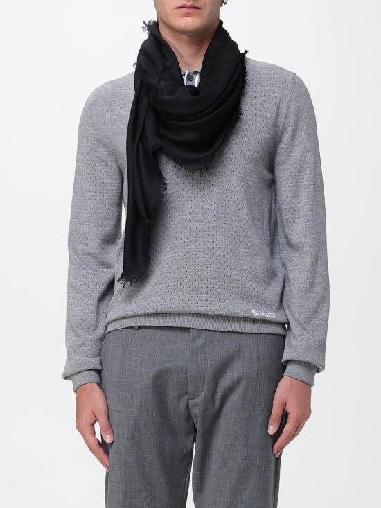 25FW 구찌 GG 울 실크 자카드 숄 8094994G930 1000 Black - GUCCI