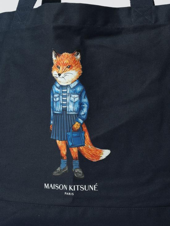 25FW 메종키츠네 드레스드 폭스 토트백 PM05107WW9042 0413 Blue - MAISON KITSUNE