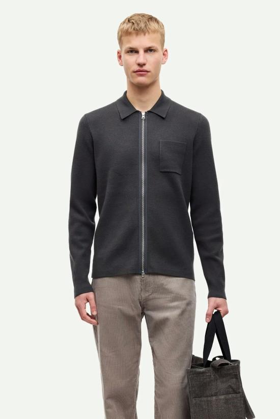  삼소앤삼소 가디건 Samsøe Samsøe Guna X 지퍼 블랙 오이스터 카디건 - SAMSOE SAMSOE