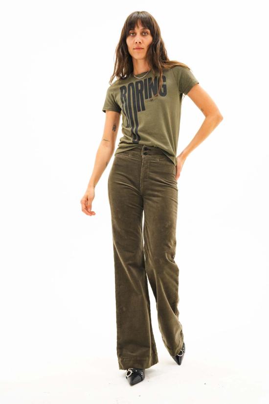  ASKK 뉴욕 스트레이트 팬츠 Askk Ny 브라이튼 와이드 레그 코드 팬츠 그린 사파리 - ASKK NY