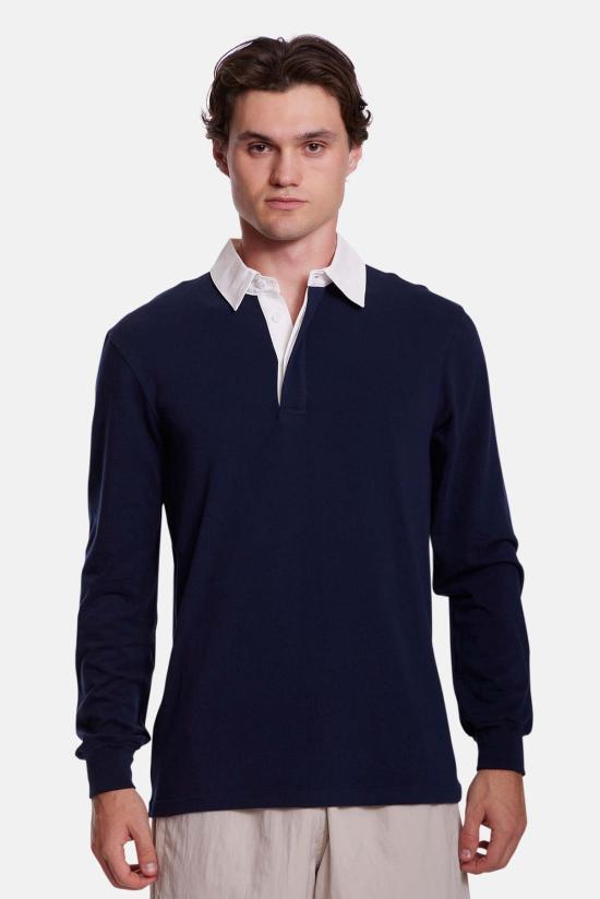  블루&크림 폴로 티셔츠 마세오 소프트 럭비 럭비 셔츠 - BLUE&CREAM