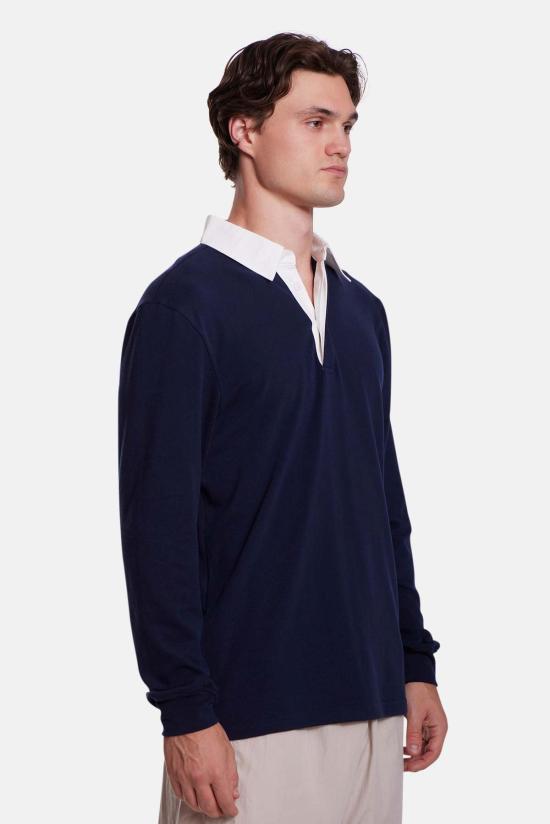  블루&크림 폴로 티셔츠 마세오 소프트 럭비 럭비 셔츠 - BLUE&CREAM