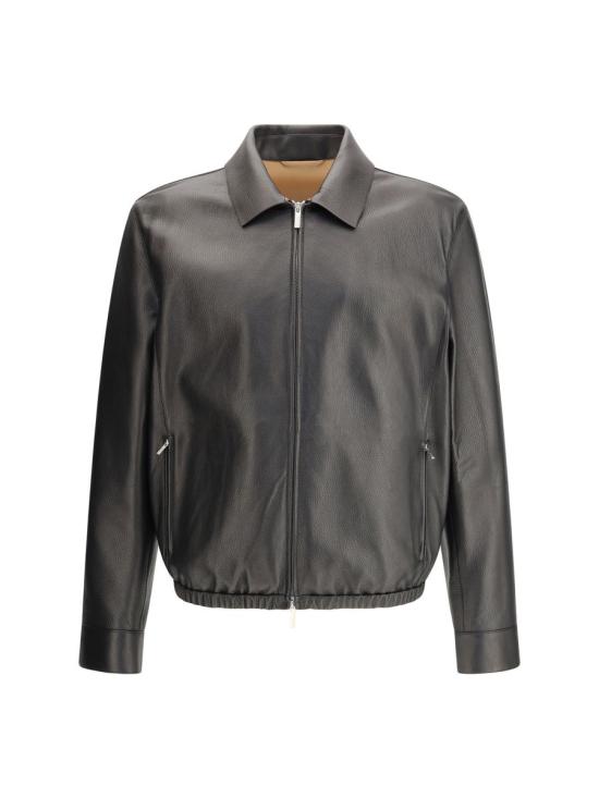 25FW 살바토레 페라가모 가죽 자켓 788341 002 Black